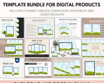 200 Etsy Listing Mockup Templates Bundle, Editable Canva Mockups, MRR & PLR Resell Rights