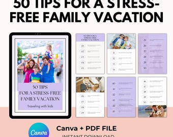 Family Vacation Tips Ebook with PLR Resell Rights, Stress Free Travel Itinerary, Canva + PDF, Digital Download