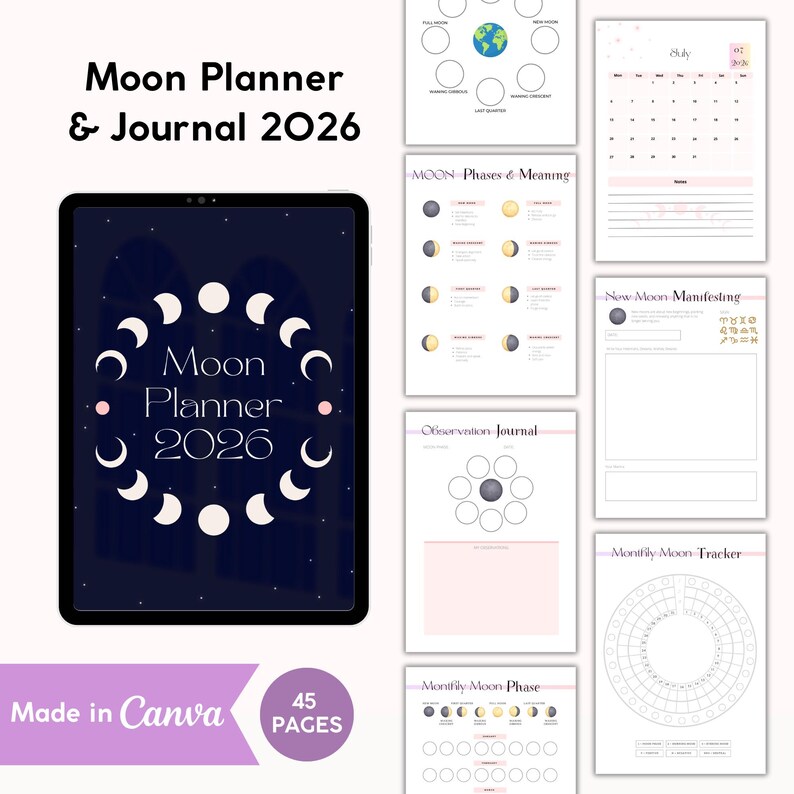 2026 Moon Planner With PLR Resell Rights, Lunar Phases Journal, Witchy ...