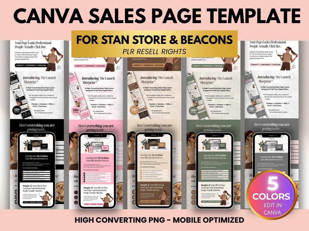 PLR Canva Sales Page Template for Stan Store & Beacons, Editable PNG ...