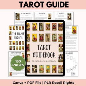 Tarot Guidebook for Beginners, Card Meanings, Reading, Spreads, Cheat Sheets, Learn Tarot, Printable, PLR Resell Rights, Canva