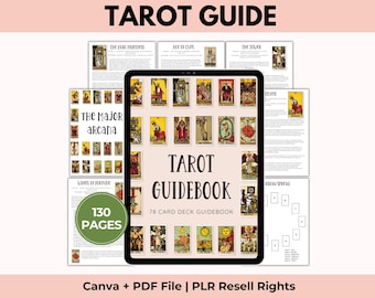Tarot Guidebook for Beginners, Card Meanings, Reading, Spreads, Cheat Sheets, Learn Tarot, Printable, PLR Resell Rights, Canva