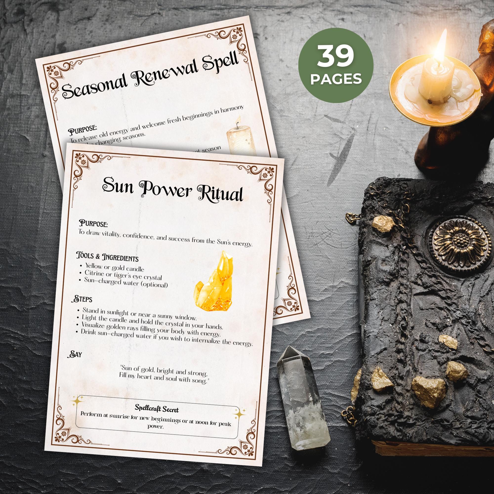 Rituals and Spells Witchcraft, Grimoire Pages, Book of Shadows, Canva ...