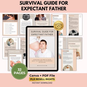 Fatherhood Survival Guide with PLR Resell Rights, Expectant Dad Tips, Canva + PDF
