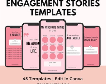 Pack of 45 Pink Pastel Instagram Engagement Stories Templates for Product-Based Small Business, Story IG Templates Small Biz Owners Resource