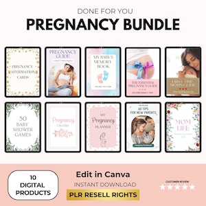 Pregnancy Bundle with PLR Resell Rights, Pregnancy Ebooks, Pregnancy Planner and Tracker, Motherhood and Parenting Guide, Canva Template