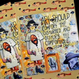 Thought Provoking Art Postcards Set of 4 Printed from Original Mixed Media Painting 4&quot; x 6&quot;
