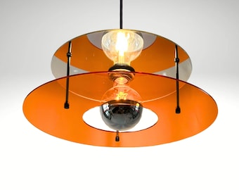 Orange Acrylic Pendant Light - Mid-Century Modern Space Age Ceiling Lamp