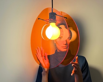 Orange Acrylic Ceiling Lamp | Mid Century pendant light for Living Room