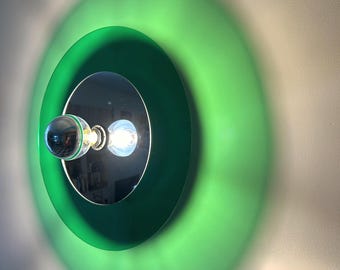 Green Acrylic Wall Light: Mid Century modern lamp - Space Age Round Sconce