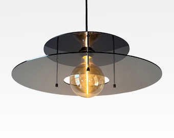 Grey Acrylic Pendant Lighting: Space Age Lamp Shade, Mid Century Modern Ceiling Lamp