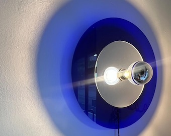 Blue Wall Sconce: Mid Century modern lamp - Space Age Round Light