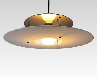 Large White Pendant Light: Acrylic Space Age Lamp, Mid Century Modern Chandelier
