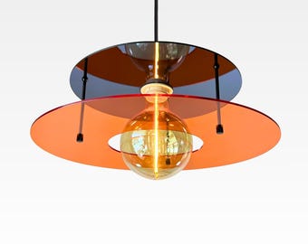 Orange Acrylic Pendant Lamp: Midcentury statement  chandelier, Retro flush mount Ceiling light