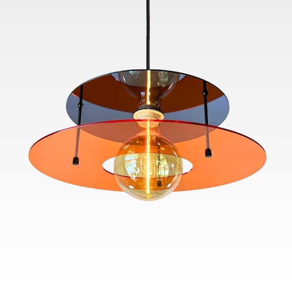 Orange Acrylic Pendant Lamp: Midcentury statement  chandelier, Retro flush mount Ceiling light