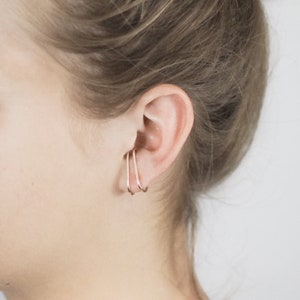 Double Earlobe Cuff -  heavy duty ear cuffs no piercing earrings minimalist ear cuff sterling silver cuffs 14k gold filled
