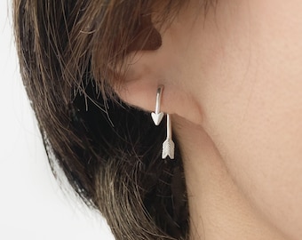 Silver Arrow Earring - front back earring  handmade arrow ear pin  arrow stud  sterling silver stud earring   s for her