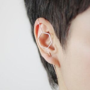 TimeAwaySale -Bar Ear Cuff - Honeycomb - Gold filled ear cuff Sterling silver gold bar ear pin bar earrings ear climbers gold ear pin