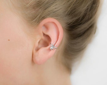 Ear Cuff - SPIDER - silver spider ear wrap spider ear cuff  sterling ear cuff minimalist silver ear wrap non pierced cuff  s