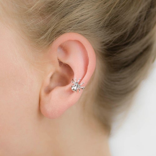 Ear Cuff - silver spider ear wrap, spider ear cuff, sterling ear cuff, minimalist silver ear wrap, non pierced cuff 4-3