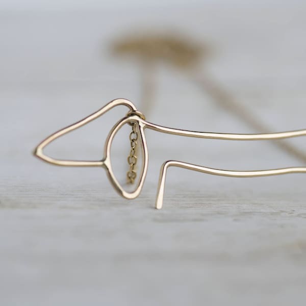Dachshund Necklace: Picasso Style, Sterling Silver or Gold Filled