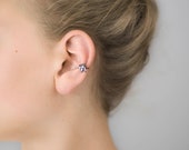 Bee Ear Cuff - sterling silver bumble bee ear cuff, sterling ear cuff, minimal, silver ear wrap, non pierced cuff
