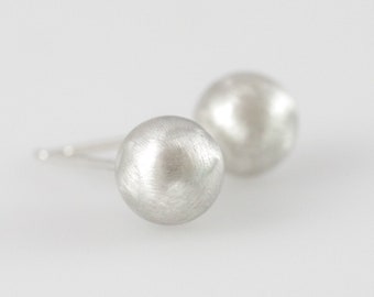 Silver Ball Stud Earrings - Pair - 4mm, 6mm, 8mm, silver stud silver earrings brushed silver earrings  s under 25