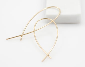 NEW PRICE - L For Love Hoops -  Sold As A Pair, elongated threader earrings, open hoops earrings, contemporary earrings, holiday gifts