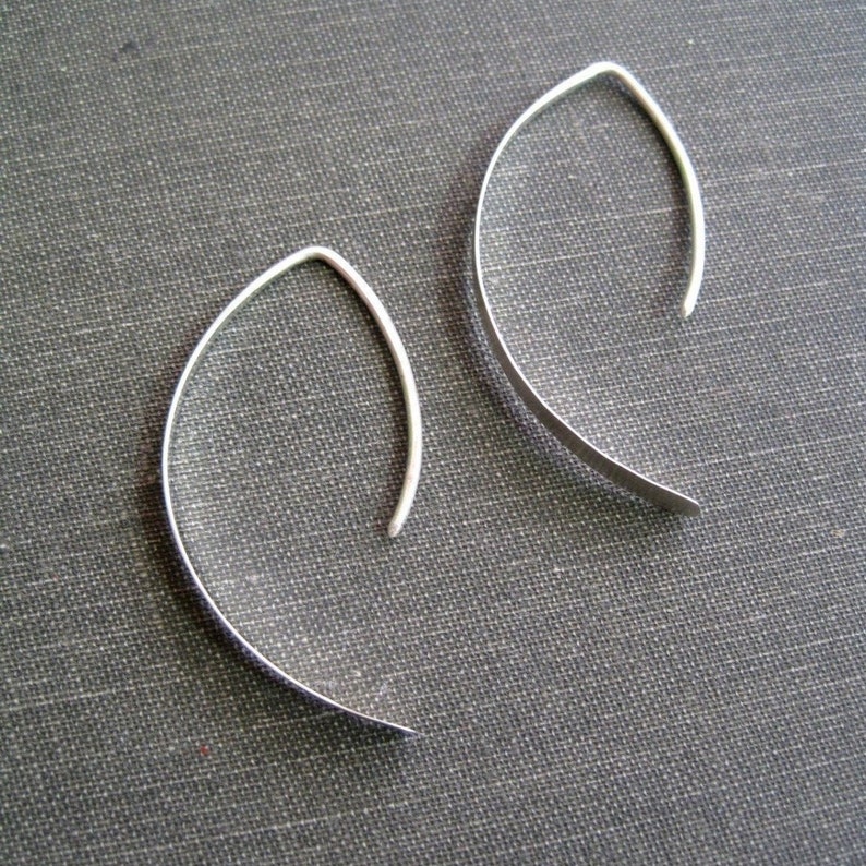 Crescent Moon Earrings, half moon hoops, moon jewellery, contemporary earring, unique earrings, holiday gift, maryandjane 6-1 image 7