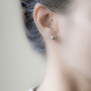 Silver Ball Stud Earring 8mm large ball stud earrings, silver earrings, hammered sterling silver ball stud earrings, 0001 image 5