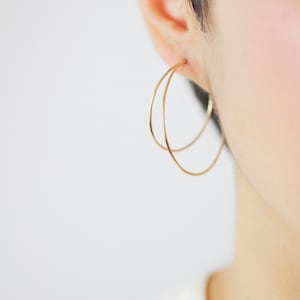 Double Loop Hoops - PAIR, 14k gold filled or Sterling Silver, double earrings, double circle round loop earrings, minimal circles earrings