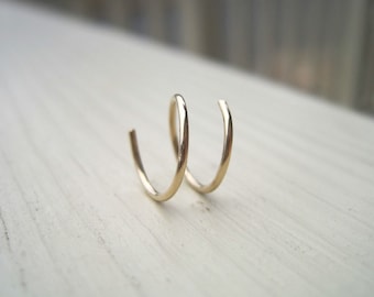 Solid 14K Gold Two-In-One Hoop - spiral hoops, gold spiral hoops, double piercing earrings, cartilage piercing earrings