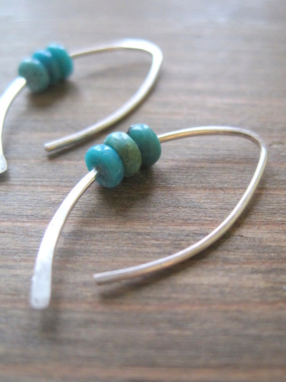 Tiny Turquoise Sterling Silver Earrings: Handmade December Birthstone