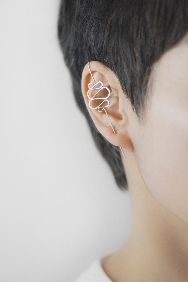 Bar Ear Cuff River Sterling Silver Gold Filled Ear Cuff Etsy