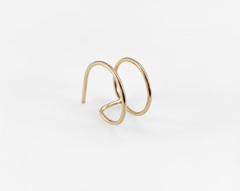 Solid 14k Orbit Earrings - PAIR - front back earrings 14k gold ear jacket earrings floating earrings geometric earrings