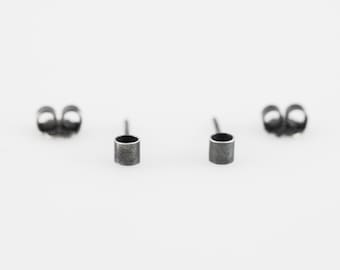 Tiny Silver Bar Stud Earring / Gold Bar Stud Earring - PAIR - tiny stud tube bar earring gold bar earring small stud
