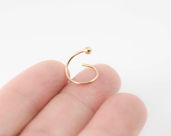 14k Gold Hoop + Stud In One Earring - double piercing solid gold stud 14k gold hoop multispiral piercing cartilage piercing