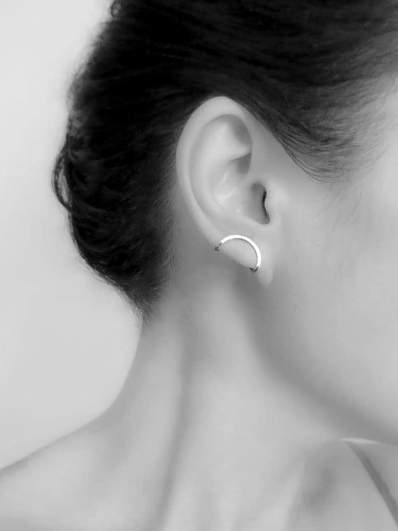Folded Ear Pin, silver ear climber, ear pin, contemporary unique earring, statement earrings image 1