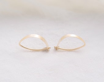 Mini Almond Hoops - in sterling silver gold gold-filled 14k solid gold everyday earrings 14k gold hoops tiny almond hoops