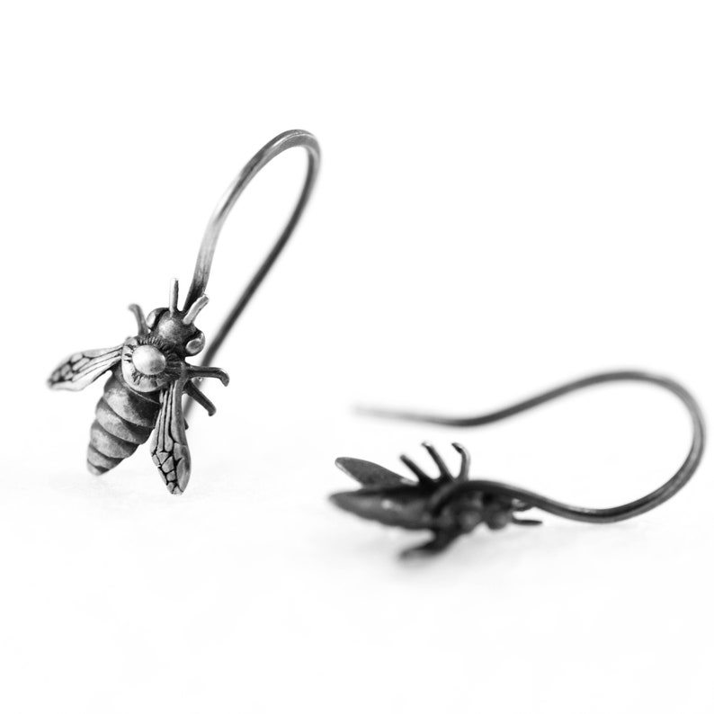 bee jewellery sterling silver bee earring honey bee earrings bee jewelry Bee Earrings silver drop earring holiday gift