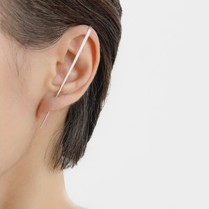 Bar Ear Pin - sterling ear cuff, gold bar ear pin, bar earrings, silver bar ear pin, silver ear climbers, , silver ear pin, gift for her