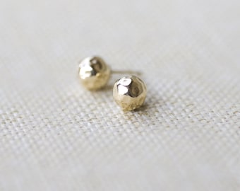 Gold Ball Earrings - 8mm large ball stud earrings, gold-filled earrings, hammered gold ball stud earrings, statement earrings, made in USA