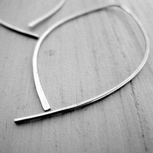 LARGE Simple Leaf Hoops - sterling silver or golf-filled silver leaf earrings gold leaf earrings  botanical jewelrys gifts