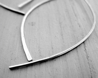 LARGE Simple Leaf Hoops - sterling silver or golf-filled silver leaf earrings gold leaf earrings  botanical jewelrys gifts