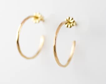 Round Hoop Stud Earrings in Silver and Goldfilled