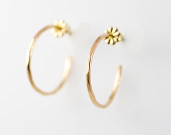 Round Hoop Stud Earrings - Pair - 14k goldfilled round hoops silver round earrings simple gold earrings goldfilled jewelry