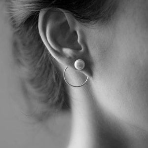 Pearl Ear Jacket Earrings - double sided earrings two sided earrings pearl front back earrings statement earrings  s for her
