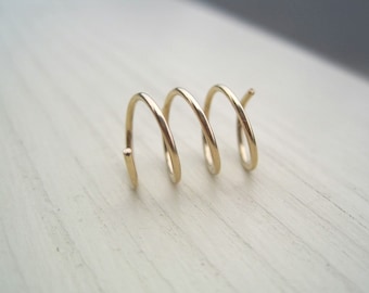 Gold Four-In-One Hoop -  14k gold filled cartilage earring, multi spiral piercing, double piercing, gold cartilage piercing