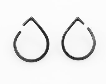 Teardrop Stud Earrings - illusion earrings front back floating infinite earrings silver stud earrings  s