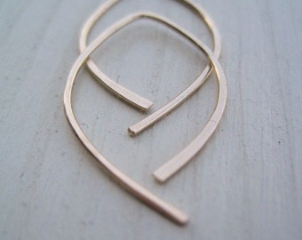 Tiny Simple Leaf Hoops - available in sterling silver and golf-filled - silver leaf earrings gold leaf earrings  open hoops  s